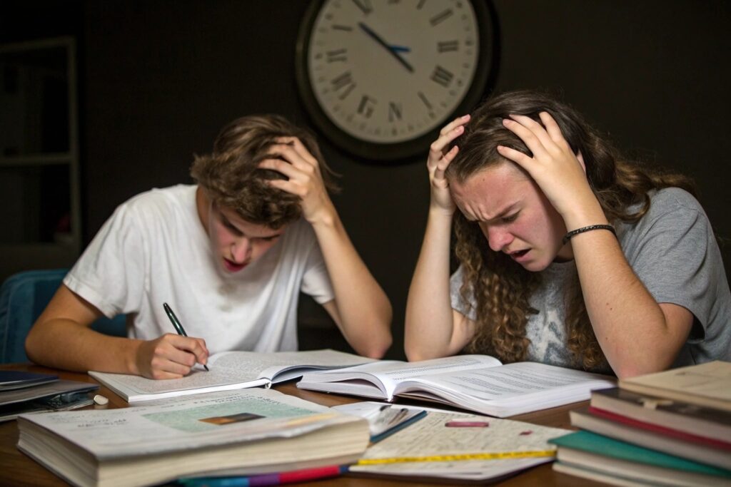 dos estudiantes con poco tiempo