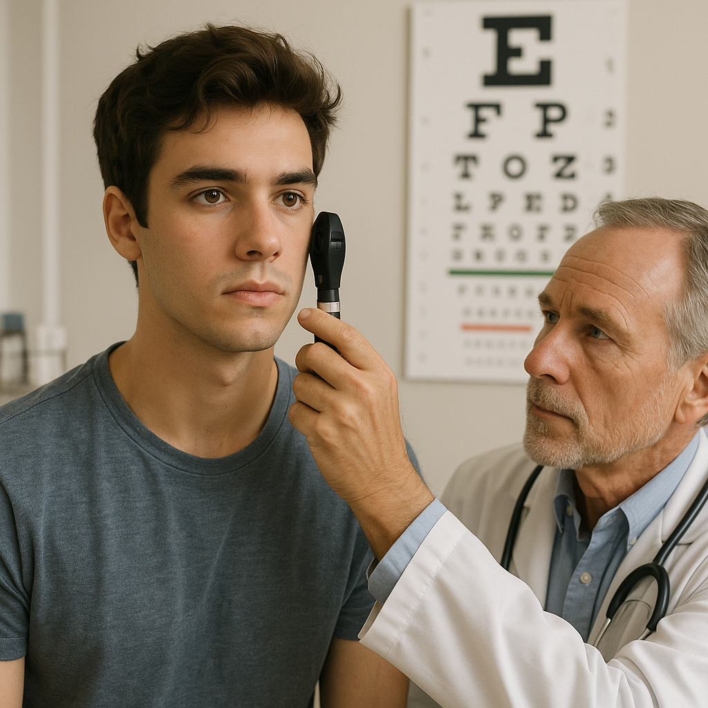 joven pasando un reconocimiento médico